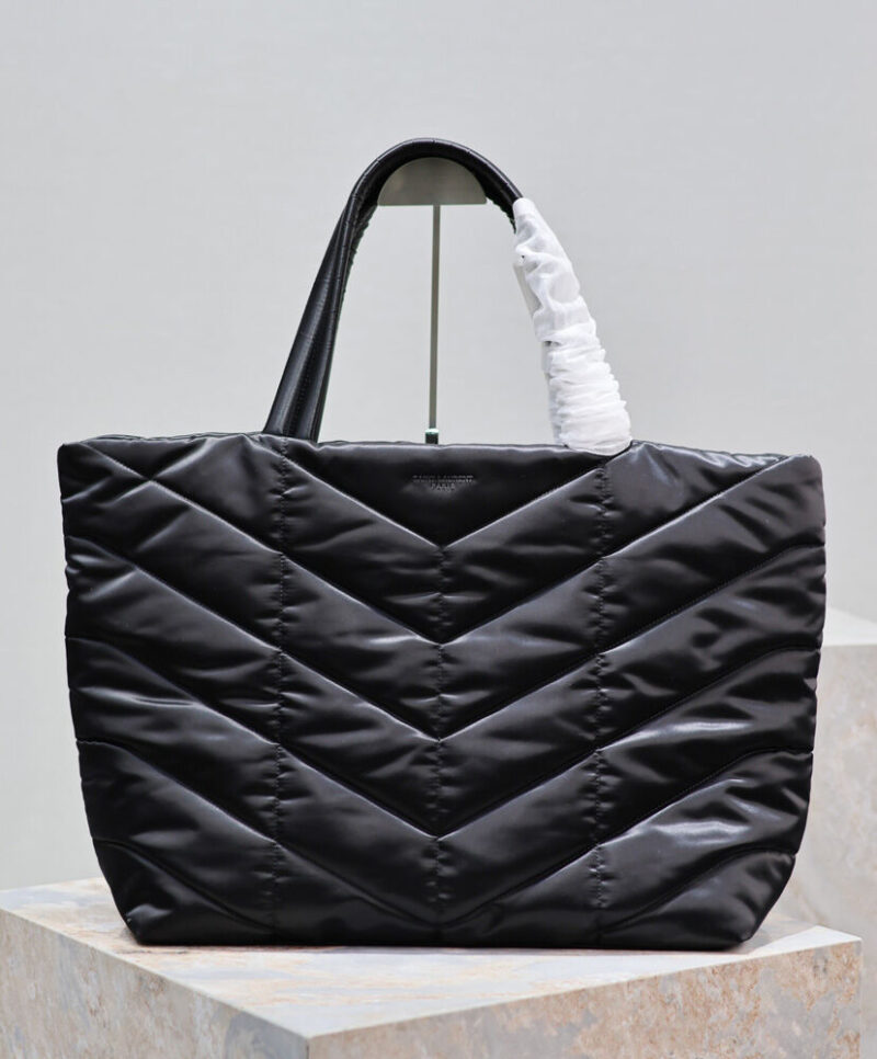 Saint Laurent Puffer Tote In Econyl Black